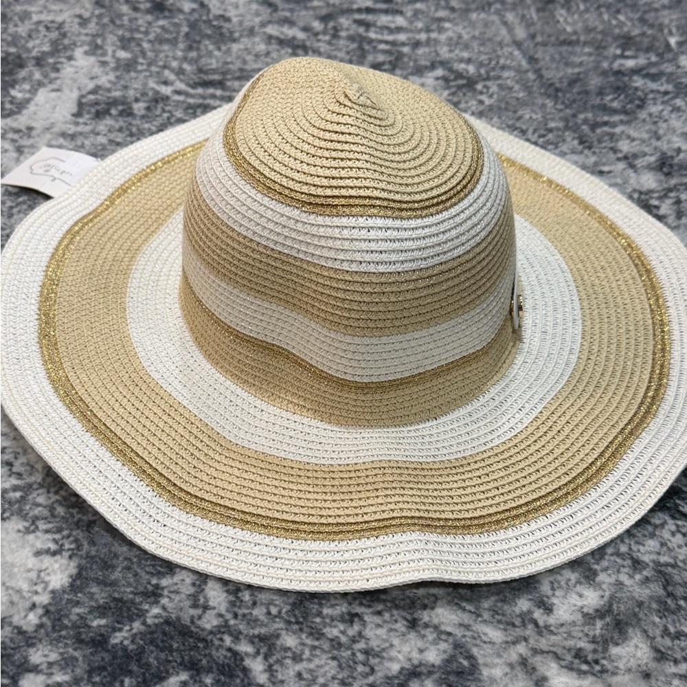NEW Mud Pie Adjustable Wide Brim Woven Sun Hat